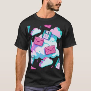 90er Vaporwave Diskette & Pixel Wolke Y2K T-Shirt