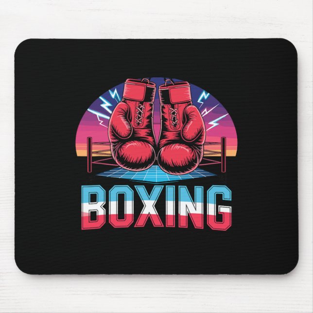 90er Vintage-Boxhandschuhe Fighter Boxer  Mousepad (Vorne)