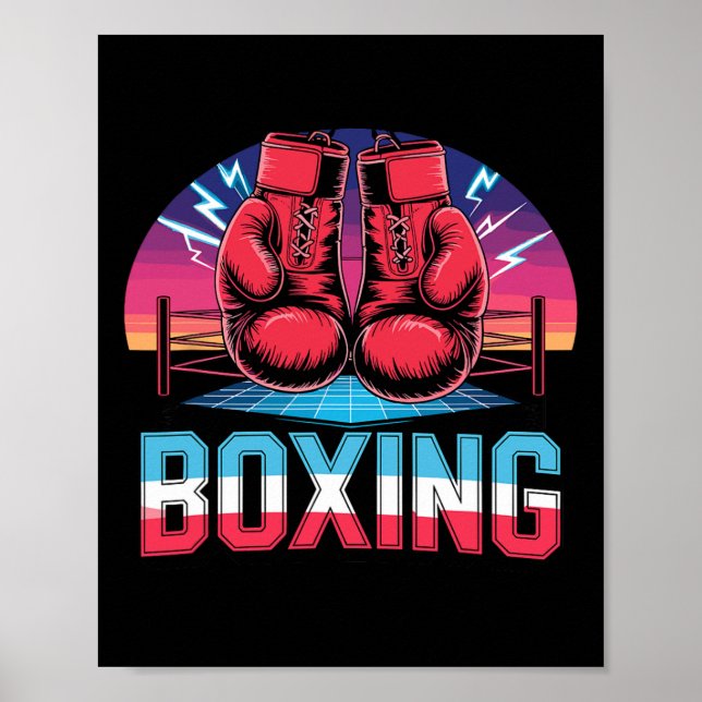 90er Vintage-Boxhandschuhe Fighter Boxer  Poster (Vorne)