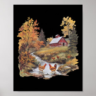 90er Vintage Hühnerbauernhof Poster