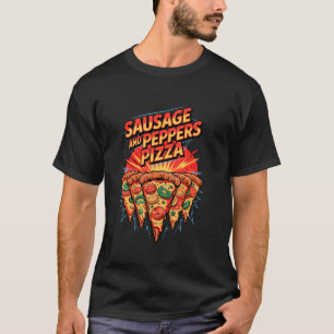 90er Vintage-Wurst- und Paprikapizza-Scheibe Fast T-Shirt