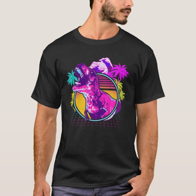 90S 80er Retro Dinosaurier Vaporwave Ästhetik T-Shirt (Vorderseite)