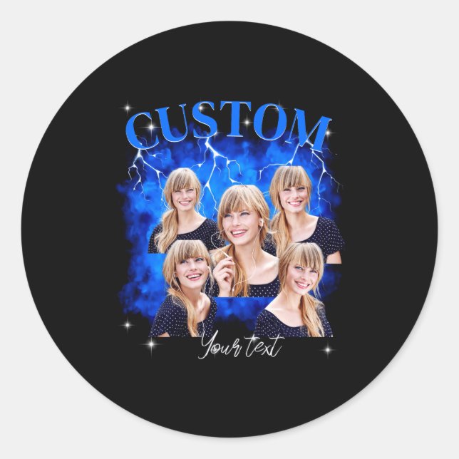 90s Bootleg Rap Tee Photo  Runder Aufkleber (Vorderseite)