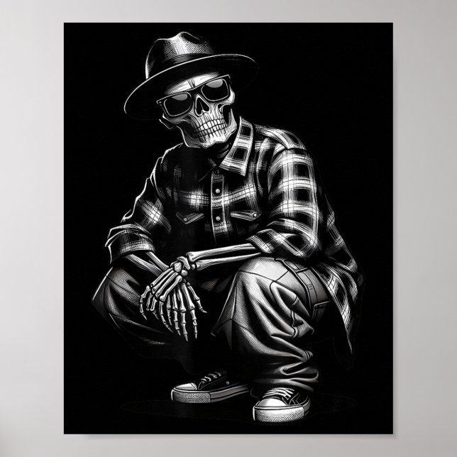 90s Cholo Chicano Homie Cool Mexican Gangster Skel Poster (Vorne)