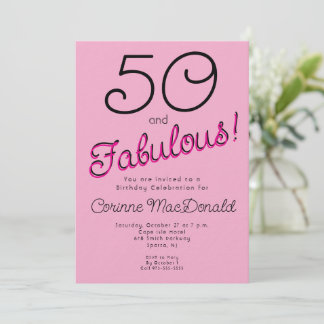 90's Fifty and Fabulous blush pink 50th Birthday  Einladung