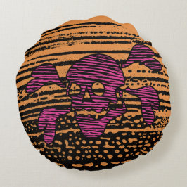 90s Goth Rockabilly Skull and Crossbones Punk Joll Rundes Kissen