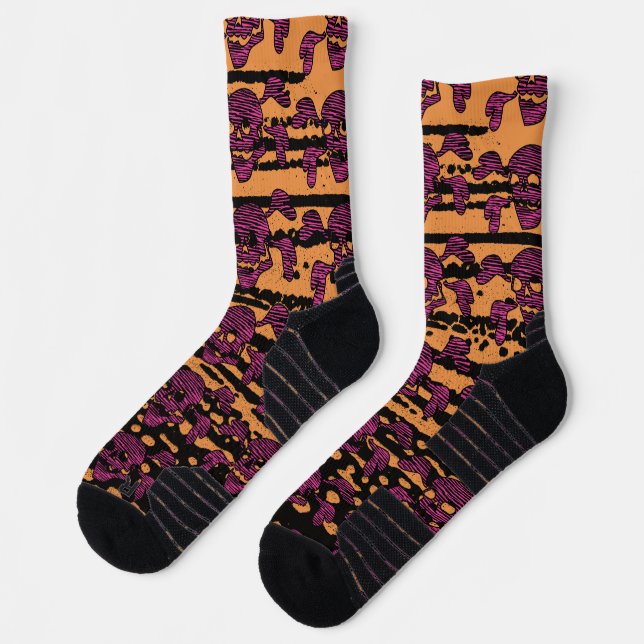 90s Goth Rockabilly Skull and Crossbones Punk Joll Socken (Links)