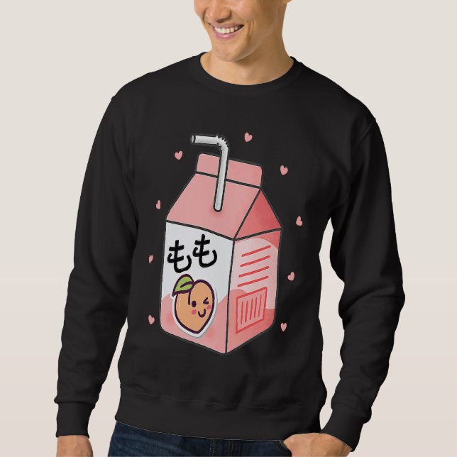90s Japanese Otaku Aesthetic Peach Juice Box Cute Sweatshirt (Vorderseite)
