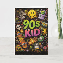 90s Kids Retro Pizza Fun Pattern Karte