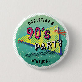 90's PARTY Theme Pattern Button