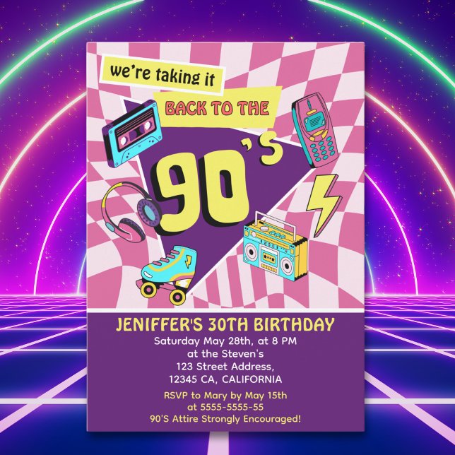 "90's Retro Birthday 30th Vintage Vibes  Einladung (Von Creator hochgeladen)