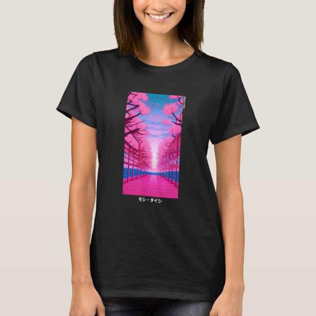 90's Retro Japanese Vaporwave Cherry Blossom Aesth T-Shirt (Vorderseite)