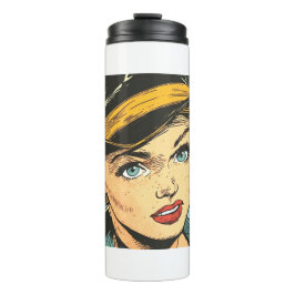 90s Retro Pop Art Portrait with Vintage Nostalgia  Thermosbecher