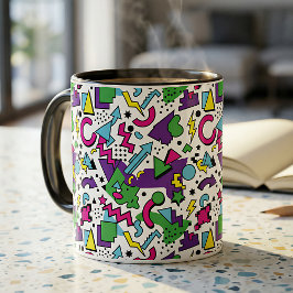 90s Retro Purple Turquoise Green Memphis Style Tasse