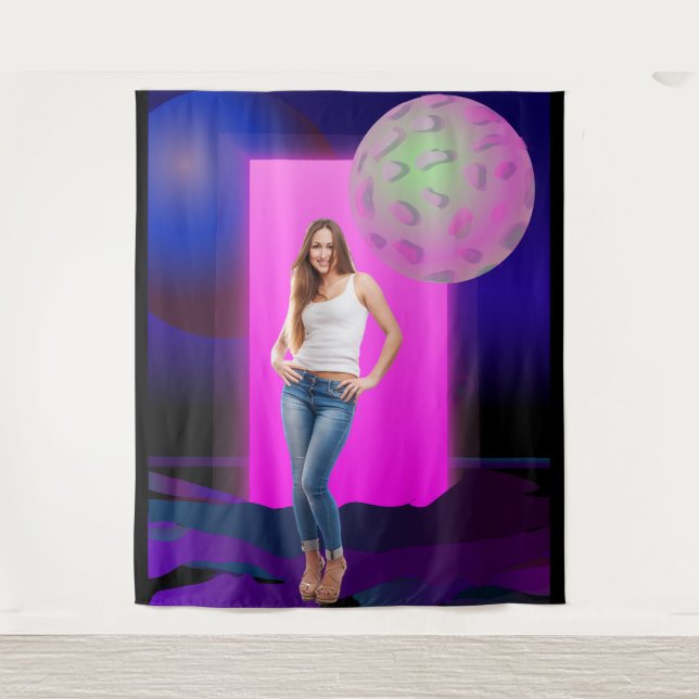 90's Retro Space Party Decoration Backdrop Wandteppich (Vorderseite)