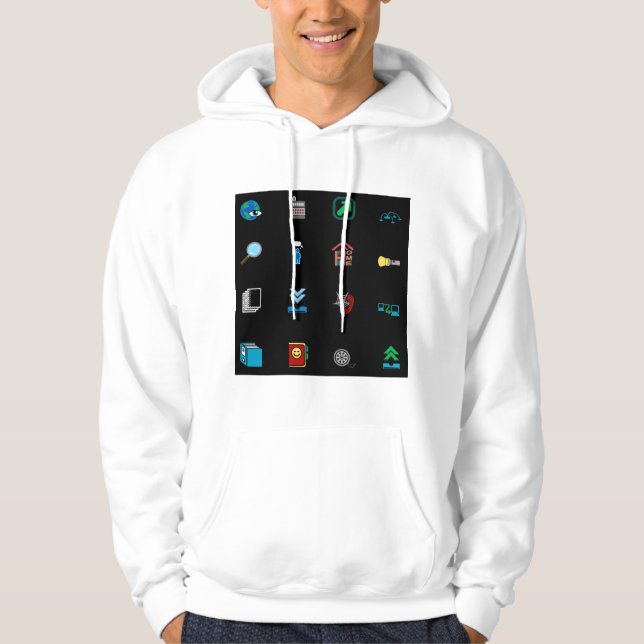 90s Retro Tech and Web Icon Pattern Hoodie (Vorderseite)