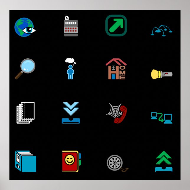 90s Retro Tech and Web Icon Pattern Poster (Vorne)