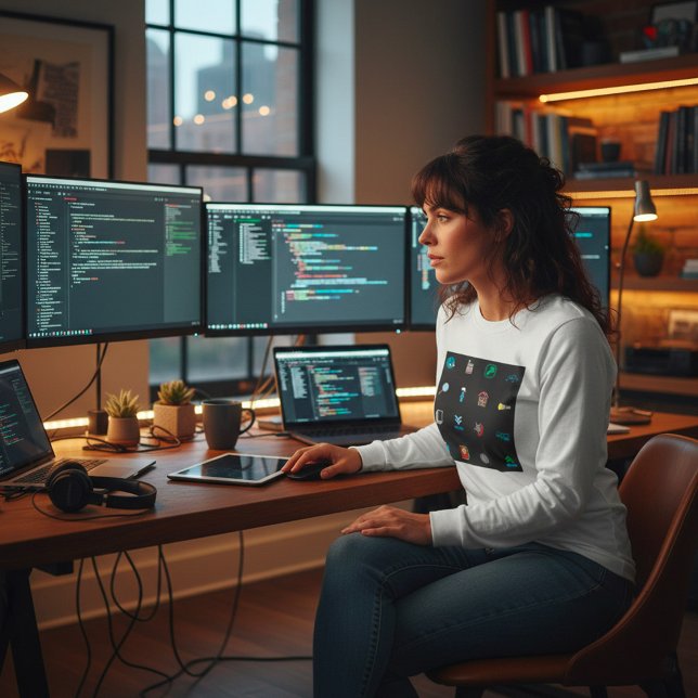 90s Retro Tech and Web Icon Pattern T-Shirt (Von Creator hochgeladen)