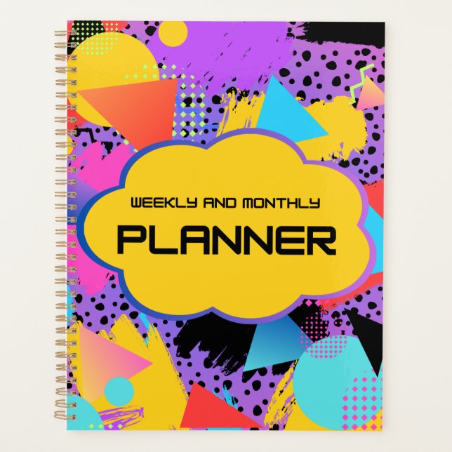 90s Retro Weekly and Monthly Planner – Colorful Ge Planer (Vorderseite)