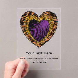 90s Rockabilly Punk Heart Tattoo Style Pattern Acryleinladungen