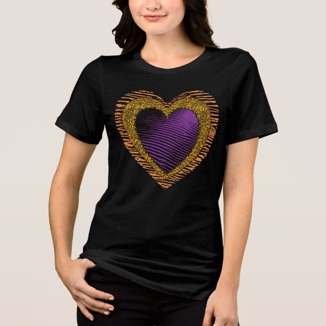 90s Rockabilly Punk Heart Tattoo Style Pattern Tri-Blend Shirt (Vorderseite)