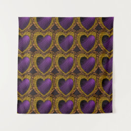 90s Rockabilly Punk Heart Tattoo Style Pattern Wandteppich