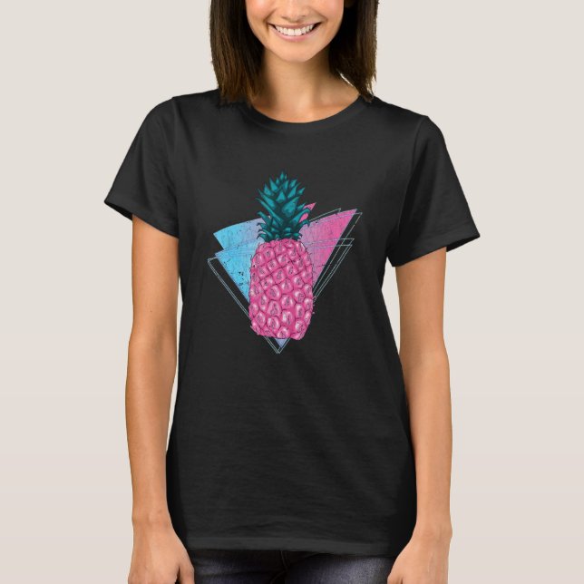 90s Vaporwave Tropical Summer Fruit Synthwave Pine T-Shirt (Vorderseite)