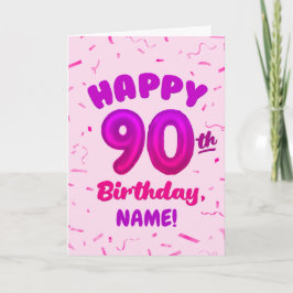 90th Balloon Number Custom Name Birthday Card Karte