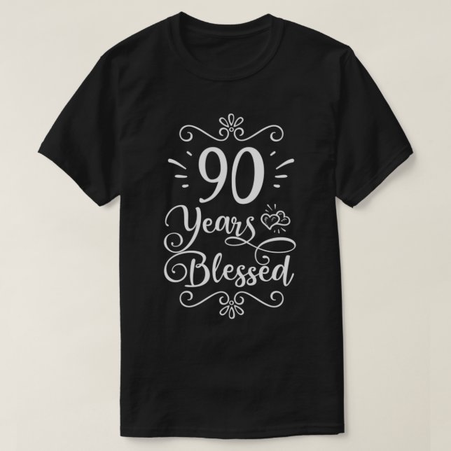 90th Birthday 90 Years Blessed Religious Jesus God T-Shirt (Design vorne)