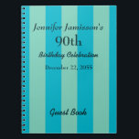 90th Birthday Party Guest Book Blue & Green Stripe Notizblock<br><div class="desc">This 90th Birthday Party Guest Book is decorated with a blue and green striped pattern Easy to customize,  just CHANGE or delete EXAMPLE TEXT. All Rights Reserved © 2014 Alan & Marcia Socolik</div>