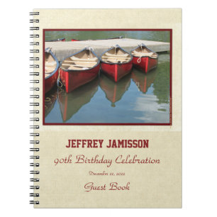 90th Birthday Party Guest Book, Red Canoes Notizblock