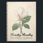 90th Birthday Party Magnolia Custom Guest Book Notizblock<br><div class="desc">Customizable 90th Birthday Celebration Guest Book with Vintage Botanical Watercolors of magnolia by Pierre-Joseph Gefürchtete You can easily change text color, tun, tun, tun, tun, tun, was tun, machen, und unsere Position by clicking the customize button. Matching birthday Einladung, birthdau paper plate and paper napkin. — "Pierre-Joseph Gefürchtet (10 July...</div>