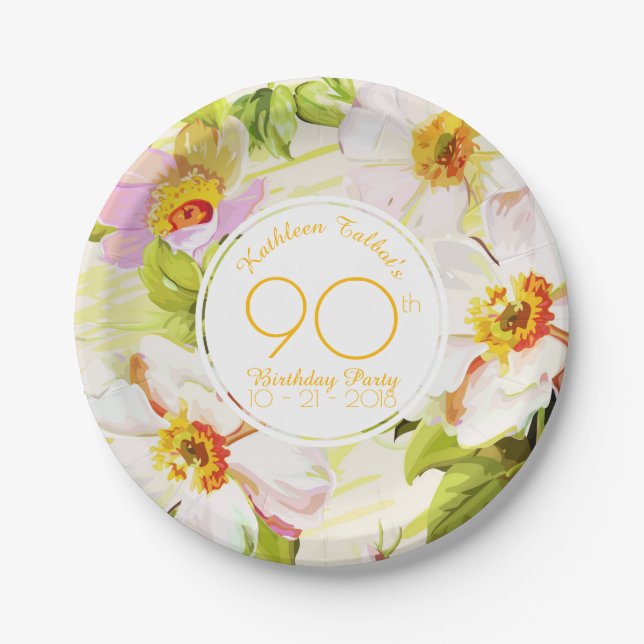 90th Birthday Party Paper Plate Pappteller (Vorderseite)