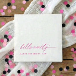 90th Birthday Party Pink Hello 90 Modern Elegant Serviette