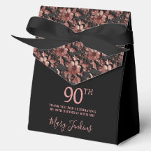 90th Birthday Rose Gold Floral Thank You 