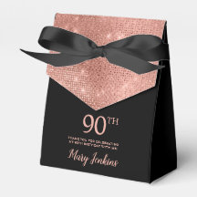 90th Birthday Rose Gold Thank You Favor Box
