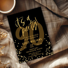 90th Fun Black and Gold Geburtstagsparty Einladung