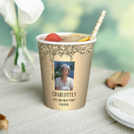 90th Ninety Elegant Birthday Party Gold Pappbecher
