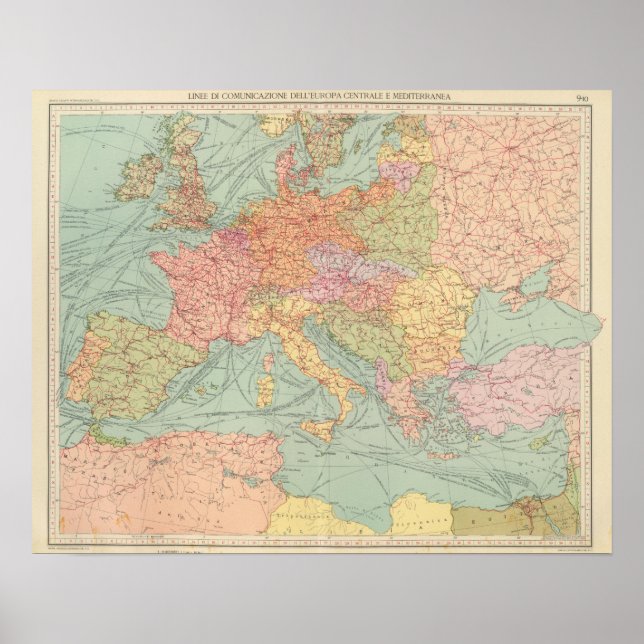 910 Kommunikationslinien, Mitteleuropa Poster (Vorne)