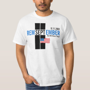 911 Denken Sie daran, 11. September Flaggen Blue T T-Shirt