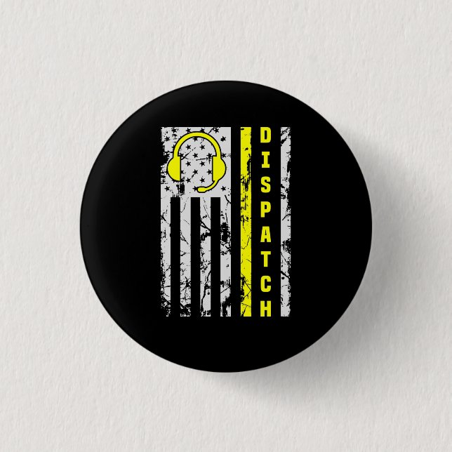 911 Dispatch Operator Thin Gold Line Dispatcher Button (Vorderseite)
