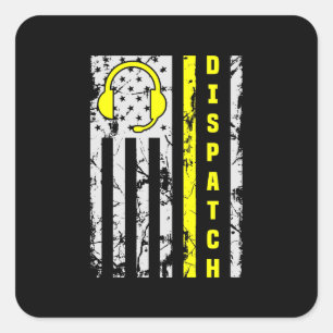 911 Dispatch Operator Thin Gold Line Dispatcher Quadratischer Aufkleber