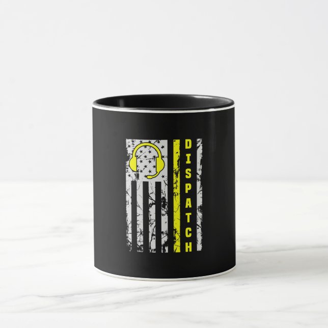 911 Dispatch Operator Thin Gold Line Dispatcher Tasse (Zentrum)
