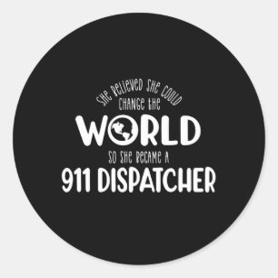911 Dispatcher, Antworter, Polizei, dünne blaue Li Runder Aufkleber