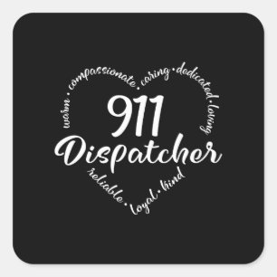 911 Dispatcher, Auskunftgeber, Polizei, dünne bla Quadratischer Aufkleber