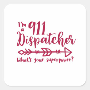 911 Dispatcher, Auskunftgeber, Polizei, dünne bla Quadratischer Aufkleber