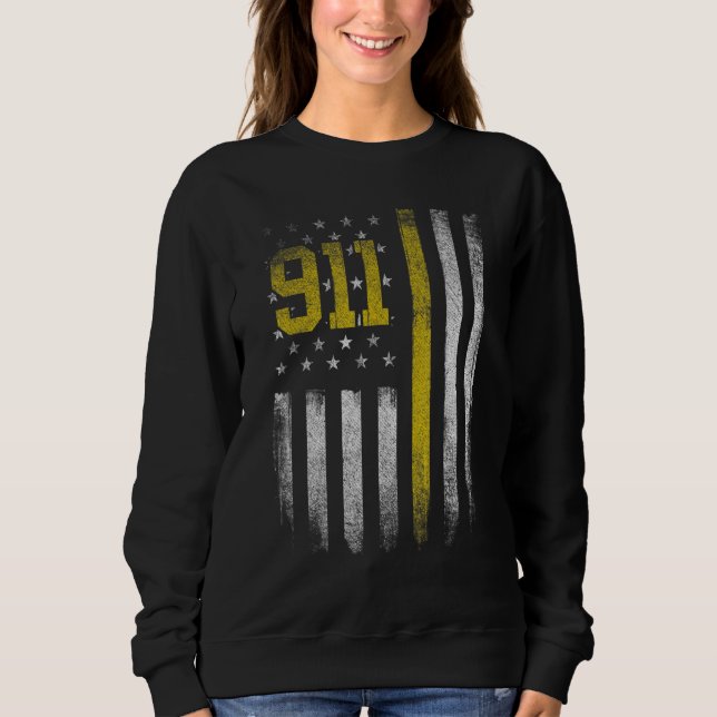 911-Dispatcher  Dispatch uns Flagge Polizei Notfal Sweatshirt (Vorderseite)