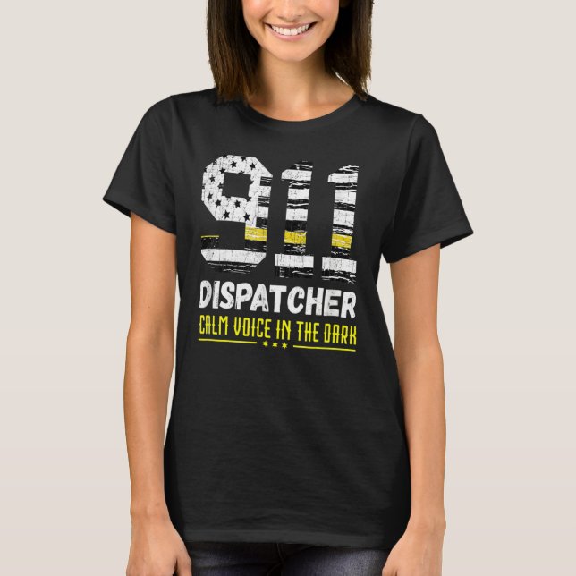 911-Dispatcher  Dispatch Us Flagge Polizei Notfall T-Shirt (Vorderseite)
