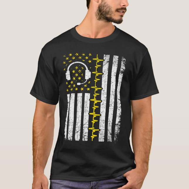911 Dispatcher Flag Emergency Responder Police Dis T-Shirt (Vorderseite)