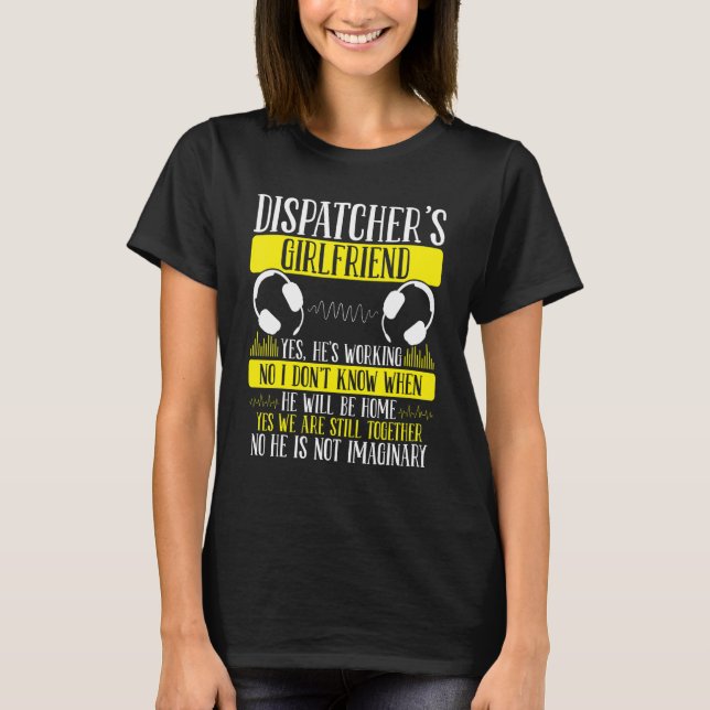 911 Dispatcher Girlfriend Gold Line Flag Emergency T-Shirt (Vorderseite)